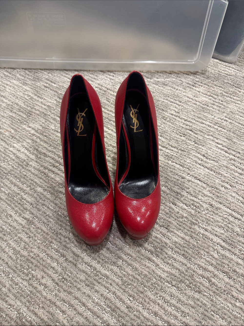 Yves Saint Laurent YSL Tribtoo Red Leather Platform Pumps Size 41